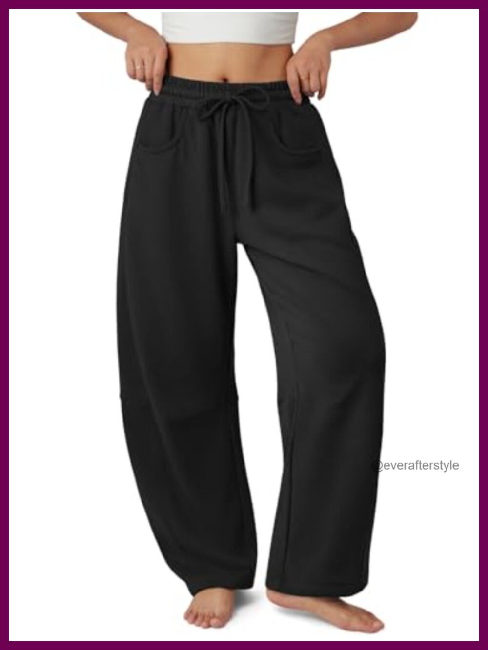 Wide Leg Barrel Sweatpants Cotton Baggy Lounge Pants Drawstring